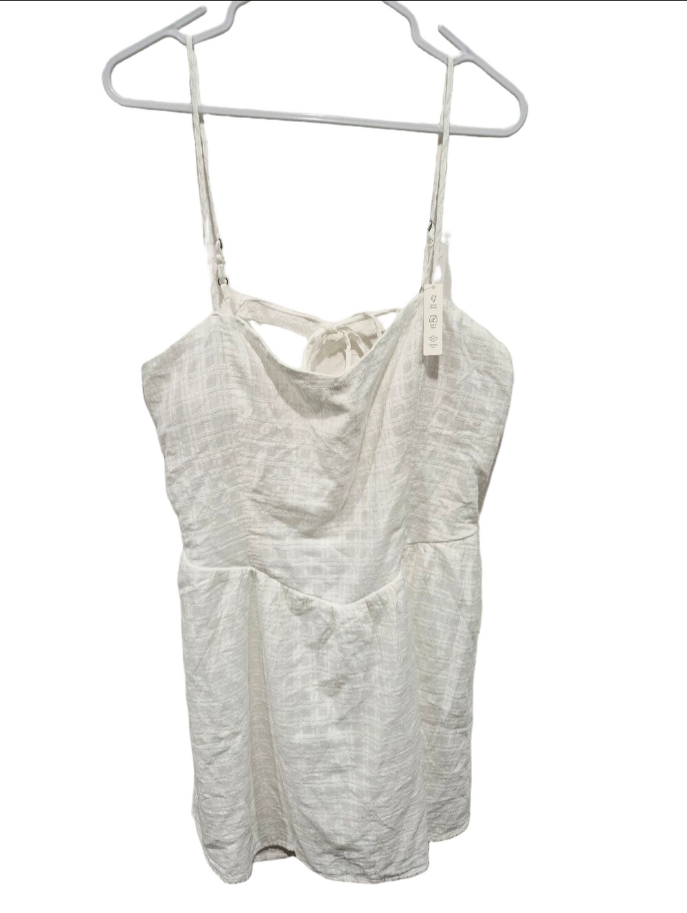 NWT Hollister Open-Back Crosshatch Skort Dress White Textured Romper Size